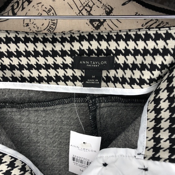 Ann Taylor Factory NWT Straight Crop High Rise Houndstooth Pants Size 14 - Picture 6 of 7
